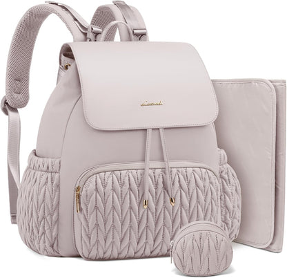 Diaper Bag Backpack, Small Baby Bag, Cute Baby Diaper Bag, Stylish Water-Resistant Travel Baby Bag for Mom, Baby Backpack with Changing Pad, Stroller Straps -Khaki