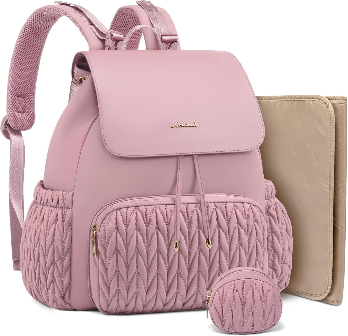 Diaper Bag Backpack, Small Baby Bag, Cute Baby Diaper Bag, Stylish Water-Resistant Travel Baby Bag for Mom, Baby Backpack with Changing Pad, Stroller Straps -Khaki