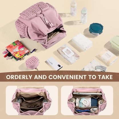 Diaper Bag Backpack, Small Baby Bag, Cute Baby Diaper Bag, Stylish Water-Resistant Travel Baby Bag for Mom, Baby Backpack with Changing Pad, Stroller Straps -Khaki