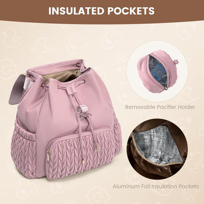 Diaper Bag Backpack, Small Baby Bag, Cute Baby Diaper Bag, Stylish Water-Resistant Travel Baby Bag for Mom, Baby Backpack with Changing Pad, Stroller Straps -Khaki