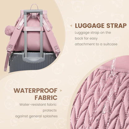 Diaper Bag Backpack, Small Baby Bag, Cute Baby Diaper Bag, Stylish Water-Resistant Travel Baby Bag for Mom, Baby Backpack with Changing Pad, Stroller Straps -Khaki