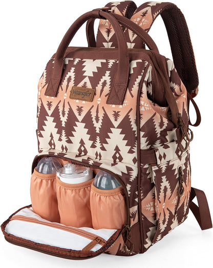 Aztec Backpack Organized Daypack Travel Baby Bag with Stroller Strap and Side Bottle Pockets WG2204-9110CM