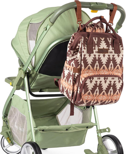 Aztec Backpack Organized Daypack Travel Baby Bag with Stroller Strap and Side Bottle Pockets WG2204-9110CM