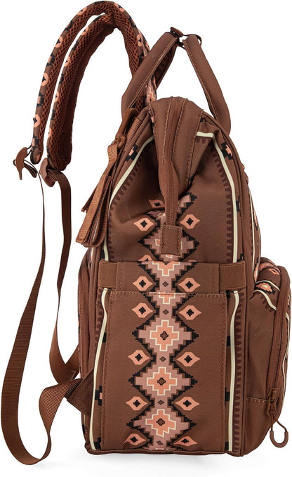 Aztec Backpack Organized Daypack Travel Baby Bag with Stroller Strap and Side Bottle Pockets WG2204-9110CM