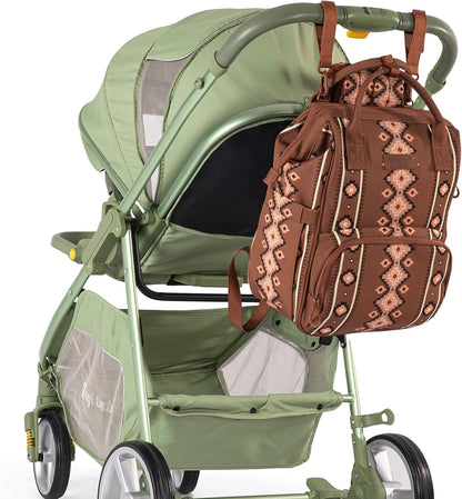 Aztec Backpack Organized Daypack Travel Baby Bag with Stroller Strap and Side Bottle Pockets WG2204-9110CM