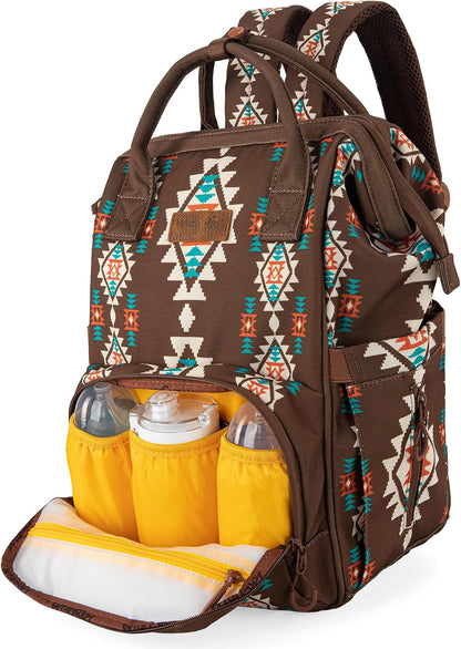 Aztec Backpack Organized Daypack Travel Baby Bag with Stroller Strap and Side Bottle Pockets WG2204-9110CM