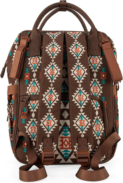 Aztec Backpack Organized Daypack Travel Baby Bag with Stroller Strap and Side Bottle Pockets WG2204-9110CM