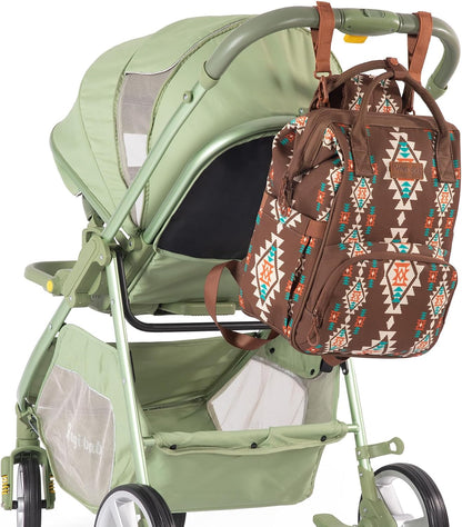 Aztec Backpack Organized Daypack Travel Baby Bag with Stroller Strap and Side Bottle Pockets WG2204-9110CM