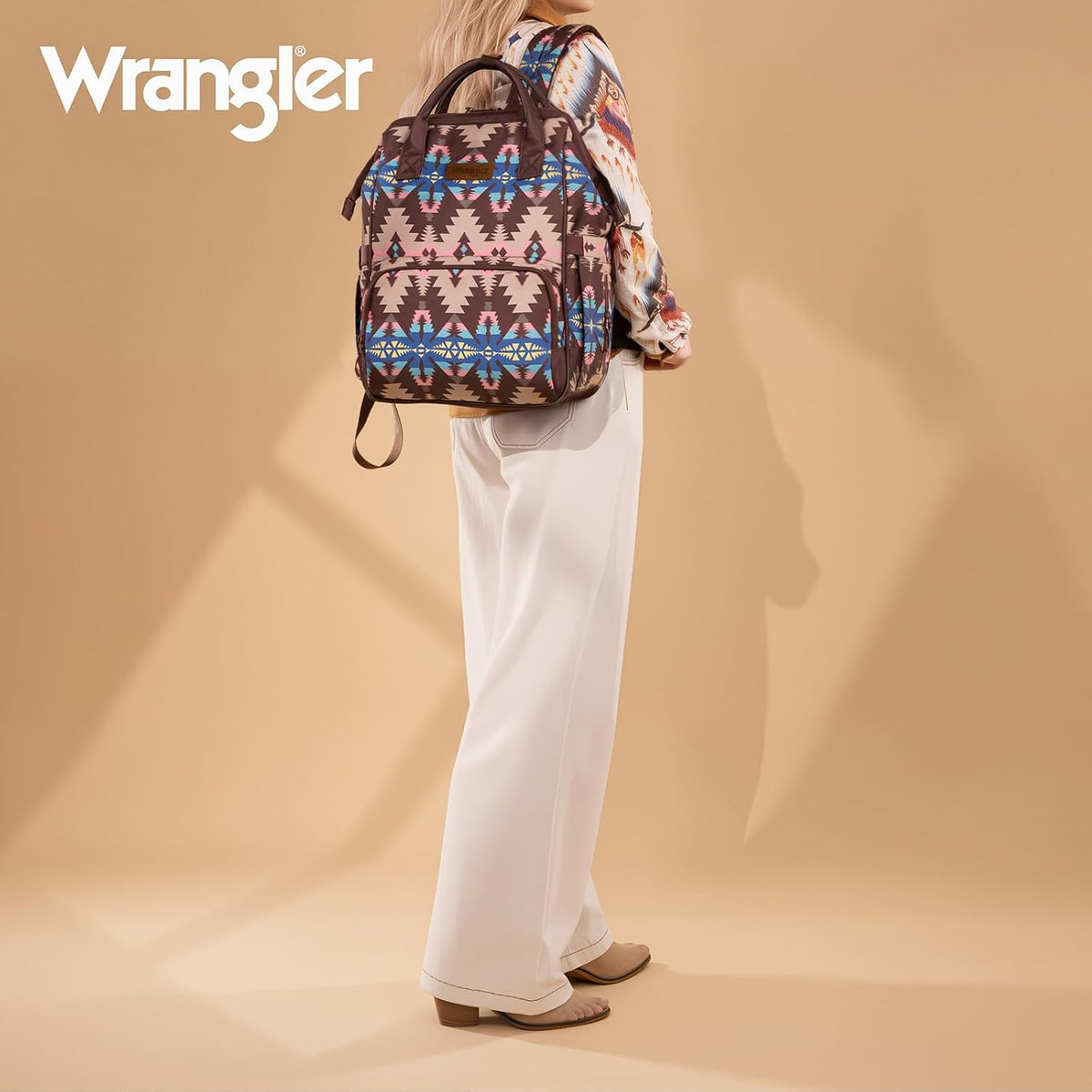 Aztec Backpack Organized Daypack Travel Baby Bag with Stroller Strap and Side Bottle Pockets WG2204-9110CM