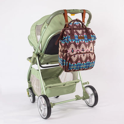 Aztec Backpack Organized Daypack Travel Baby Bag with Stroller Strap and Side Bottle Pockets WG2204-9110CM