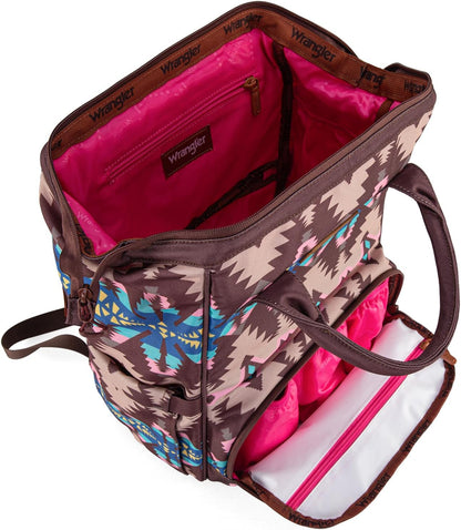Aztec Backpack Organized Daypack Travel Baby Bag with Stroller Strap and Side Bottle Pockets WG2204-9110CM