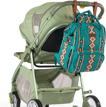 Aztec Backpack Organized Daypack Travel Baby Bag with Stroller Strap and Side Bottle Pockets WG2204-9110CM
