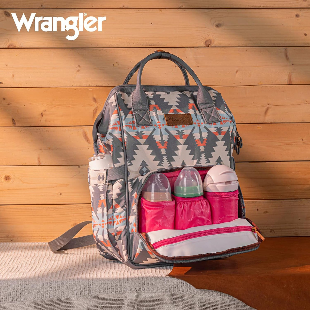 Aztec Backpack Organized Daypack Travel Baby Bag with Stroller Strap and Side Bottle Pockets WG2204-9110CM
