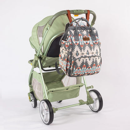 Aztec Backpack Organized Daypack Travel Baby Bag with Stroller Strap and Side Bottle Pockets WG2204-9110CM