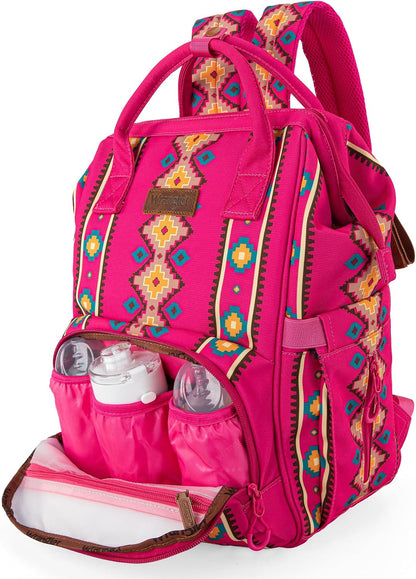 Aztec Backpack Organized Daypack Travel Baby Bag with Stroller Strap and Side Bottle Pockets WG2204-9110CM
