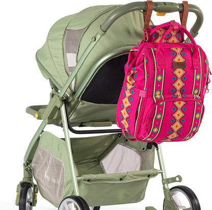 Aztec Backpack Organized Daypack Travel Baby Bag with Stroller Strap and Side Bottle Pockets WG2204-9110CM