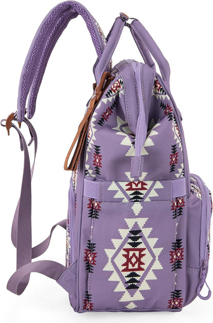 Aztec Backpack Organized Daypack Travel Baby Bag with Stroller Strap and Side Bottle Pockets WG2204-9110CM