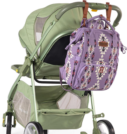Aztec Backpack Organized Daypack Travel Baby Bag with Stroller Strap and Side Bottle Pockets WG2204-9110CM