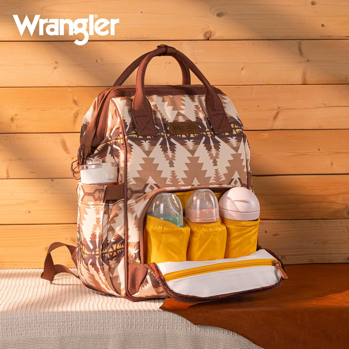 Aztec Backpack Organized Daypack Travel Baby Bag with Stroller Strap and Side Bottle Pockets WG2204-9110CM