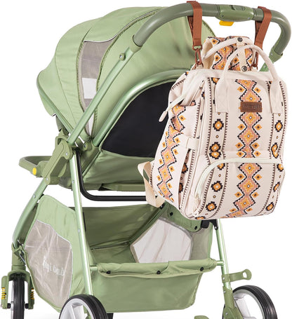 Aztec Backpack Organized Daypack Travel Baby Bag with Stroller Strap and Side Bottle Pockets WG2204-9110CM