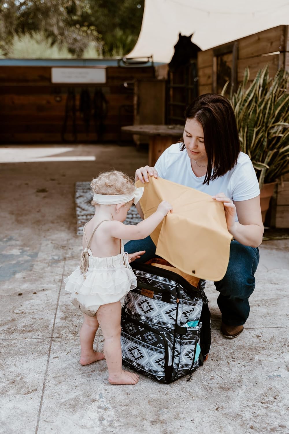 Aztec Backpack Organized Daypack Travel Baby Bag with Stroller Strap and Side Bottle Pockets WG2204-9110CM