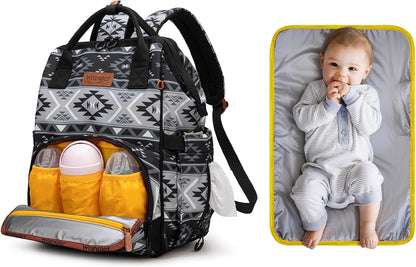 Aztec Backpack Organized Daypack Travel Baby Bag with Stroller Strap and Side Bottle Pockets WG2204-9110CM