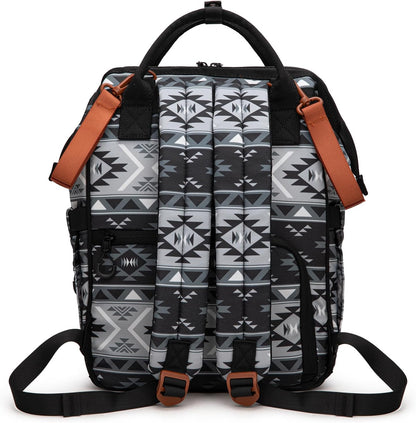 Aztec Backpack Organized Daypack Travel Baby Bag with Stroller Strap and Side Bottle Pockets WG2204-9110CM
