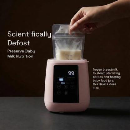 Baby Bottle Warmer, 3-in-1 Milk Warmer, Defrosts Frozen Breastmilk, LED Display, Night Light, Steam Sterilizer, Adjustable Temp, Perfect for Formula, Food Jars, Newborn Gift (White)