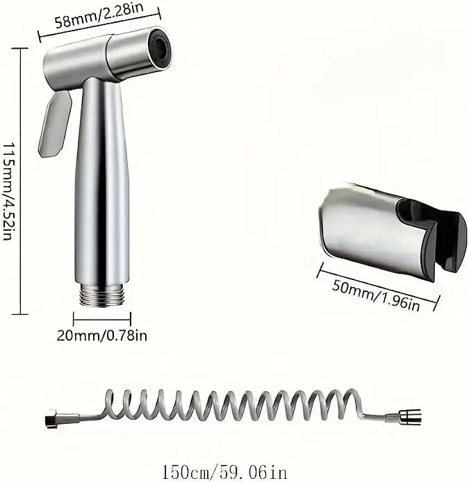 Handheld Toilet Bidet Sprayer Kit – High-Pressure Stainless Steel Hose for Personal Hygiene, Feminine Care & Cloth Diaper Cleaning