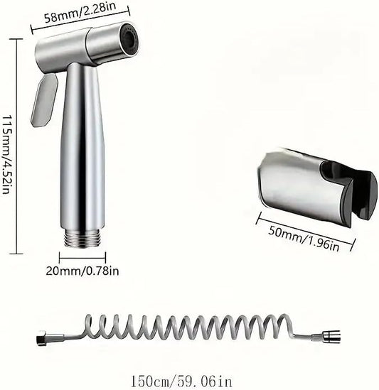 Handheld Toilet Bidet Sprayer Kit – High-Pressure Stainless Steel Hose for Personal Hygiene, Feminine Care & Cloth Diaper Cleaning