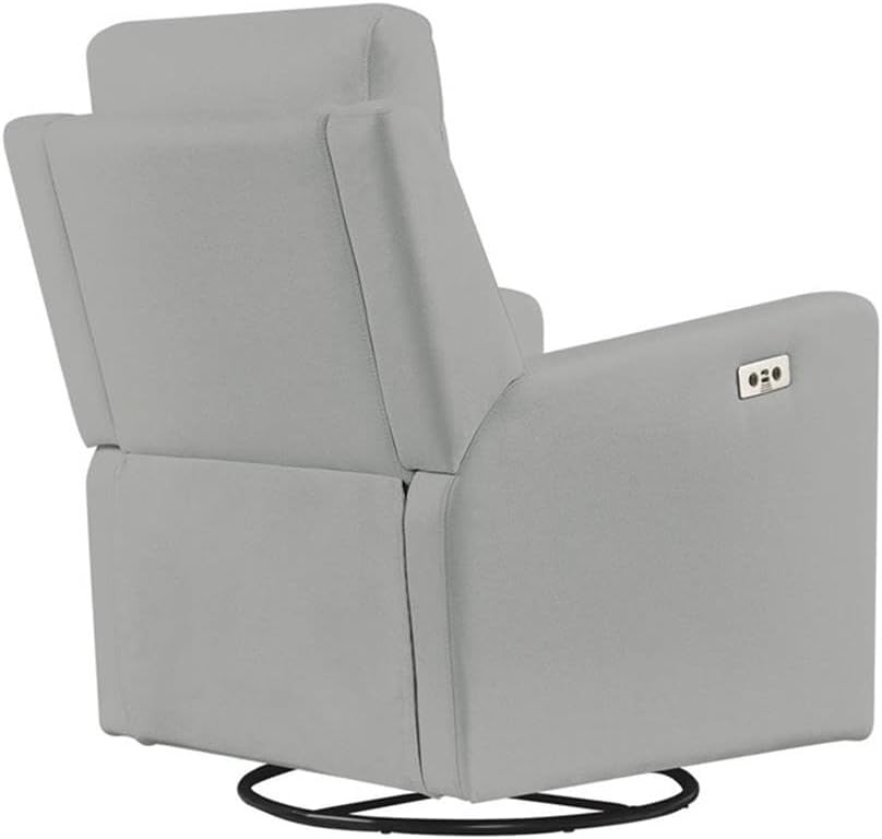 Pemberly Row Premium Fabric Glider Power Recliner Nursery Rocking Chair for Living Room, Kids Room, Rocker Swivel Recliner with USB Port in Tan Brown