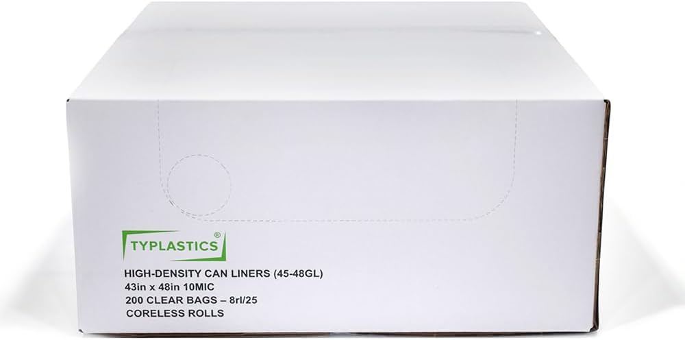 TYPLASTICS 20-30 Gallon Clear Trash Can Liners - 30" x 37" - High Density Garbage Bags - Case of 500 - Multipurpose for Office, Outdoor, Recycling, Industrial and Commercial