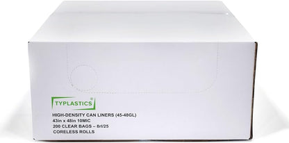 TYPLASTICS 20-30 Gallon Clear Trash Can Liners - 30" x 37" - High Density Garbage Bags - Case of 500 - Multipurpose for Office, Outdoor, Recycling, Industrial and Commercial