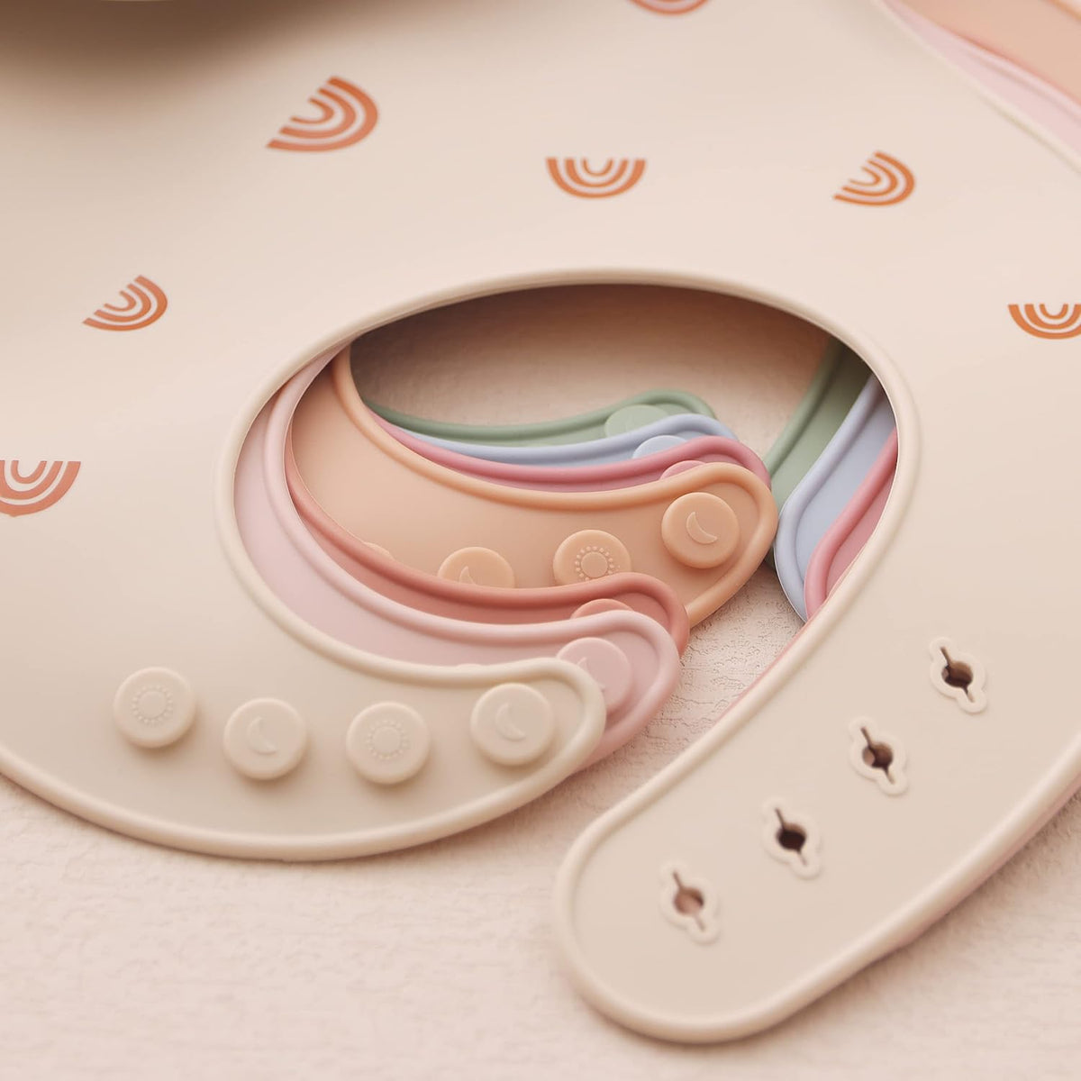 Baby Silicone Bibs 2 Sets Baby Bibs with Food Catcher for Girls Boys Toddlers BPA Free Waterproof Soft Adjustable for Babies-Soft Pink/Pale Mauve