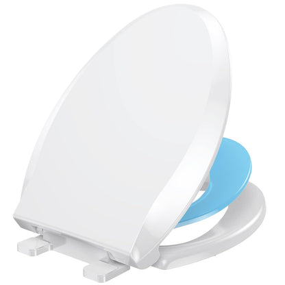 YASFEL Built in Potty Training Toilet Seat for Toddlers, Kids & Adults Biscuit Plastic Toilet Seats Elongated Slow Close with Magnets(Almond, 18.5”)