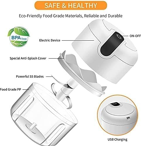 Deepcrush Electric Garlic Chopper & Vegetable Dicer – 3-in-1 Automatic Garlic Peeler, Mincer, and Baby Food Maker, Compact Kitchen Chopper with Smart Processor Function