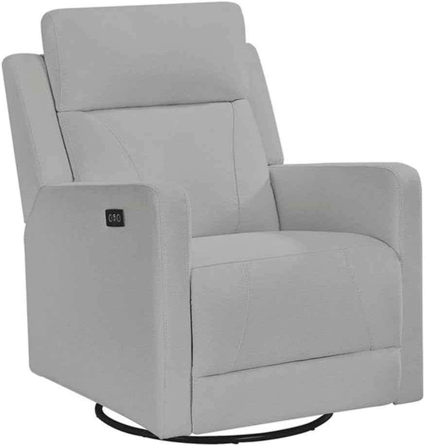 Pemberly Row Premium Fabric Glider Power Recliner Nursery Rocking Chair for Living Room, Kids Room, Rocker Swivel Recliner with USB Port in Tan Brown