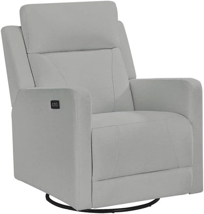 Pemberly Row Premium Fabric Glider Power Recliner Nursery Rocking Chair for Living Room, Kids Room, Rocker Swivel Recliner with USB Port in Tan Brown