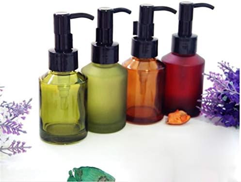 1PCS 60ML/2OZ Empty Refillable Amber Frosted Glass Bottles with Pump Vial Cosmetic Cream Lotion Dispenser Jars Storage Container for Essential Oil Emulsion Essence Portable Travel Bottle