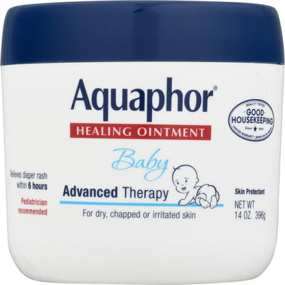 Aquaphor Baby Healing Ointment (14 Oz) + 3-in-1 Diaper Rash Cream (3.5 Oz), Hypoallergenic and Fragrance Free Skin Care Set for Babies
