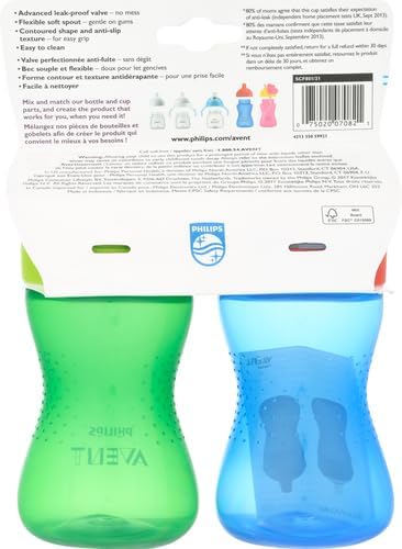 Philips AVENT My Easy Sippy Cup with Soft Spout and Spill-Proof Design, Blue/Green, 9oz, 2pk, SCF553/25