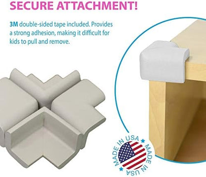 KidKusion Corner Cushion | Made in USA | Taupe | 8 Pack | Furniture and Corner Protector
