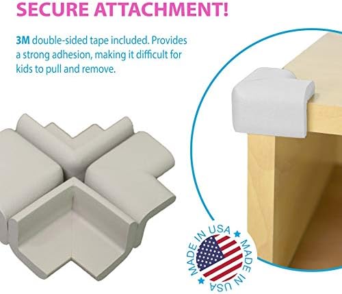 KidKusion Corner Cushion | Made in USA | Taupe | 8 Pack | Furniture and Corner Protector