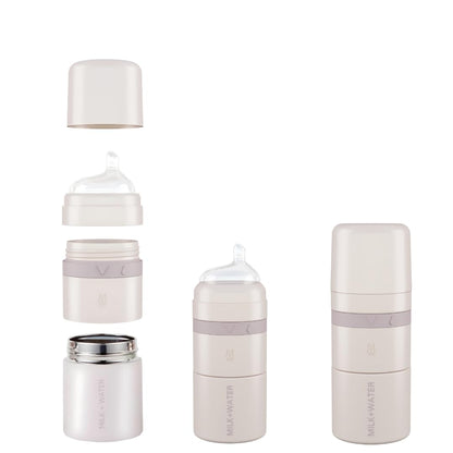 MILK & WATER All in One Baby Bottle & Baby Formula Dispenser On the Go, 5oz - Keeps Water Warm & Formula Fresh - Baby Formula Mixing Bottle with Anti Colic Nipple - Leak-Proof - 3+ Months (Pink)