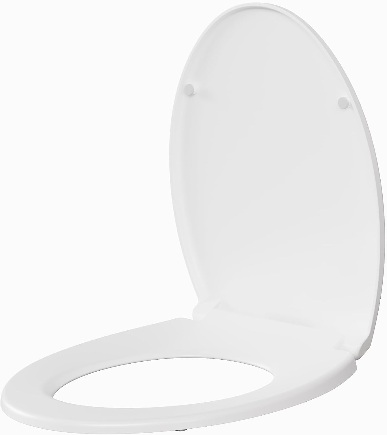 17" White Round Toilet Seat for Adult and Child, Built-In Potty Training Seat with Soft Quiet Close Non-Slip Design, Magnetic Kids Seat and Cover for Round/Oval Toilets, Easy to Install and Clean