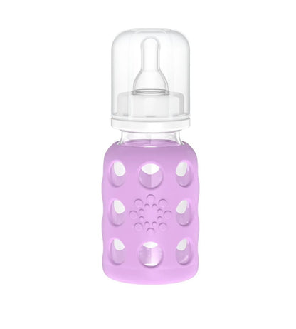 Lifefactory Glass Baby Bottle with Stage 1 Nipple and Protective Silicone Sleeve Cantaloupe, 4 Oz