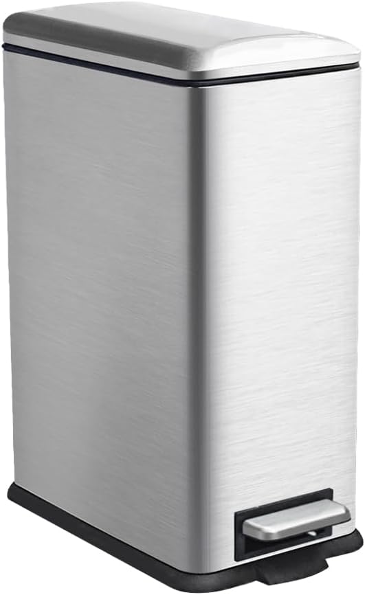 Diaper Pail, Baby Diaper Trash Can with Removal Inner Liner, Childproof Lock, Stainless Steel Garbage Pail with lid, Soft Close, Odor Control Diaper Disposal Bin, 4 Gallon Pink Diaper Can