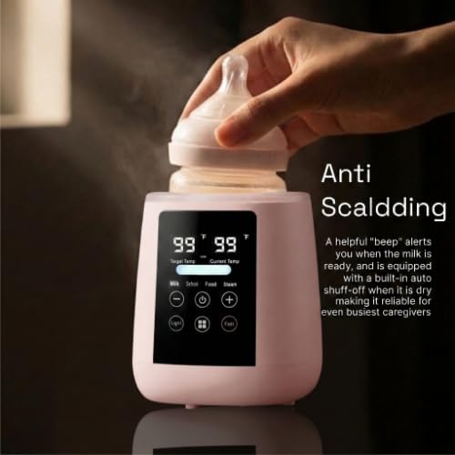 Baby Bottle Warmer, 3-in-1 Milk Warmer, Defrosts Frozen Breastmilk, LED Display, Night Light, Steam Sterilizer, Adjustable Temp, Perfect for Formula, Food Jars, Newborn Gift (White)
