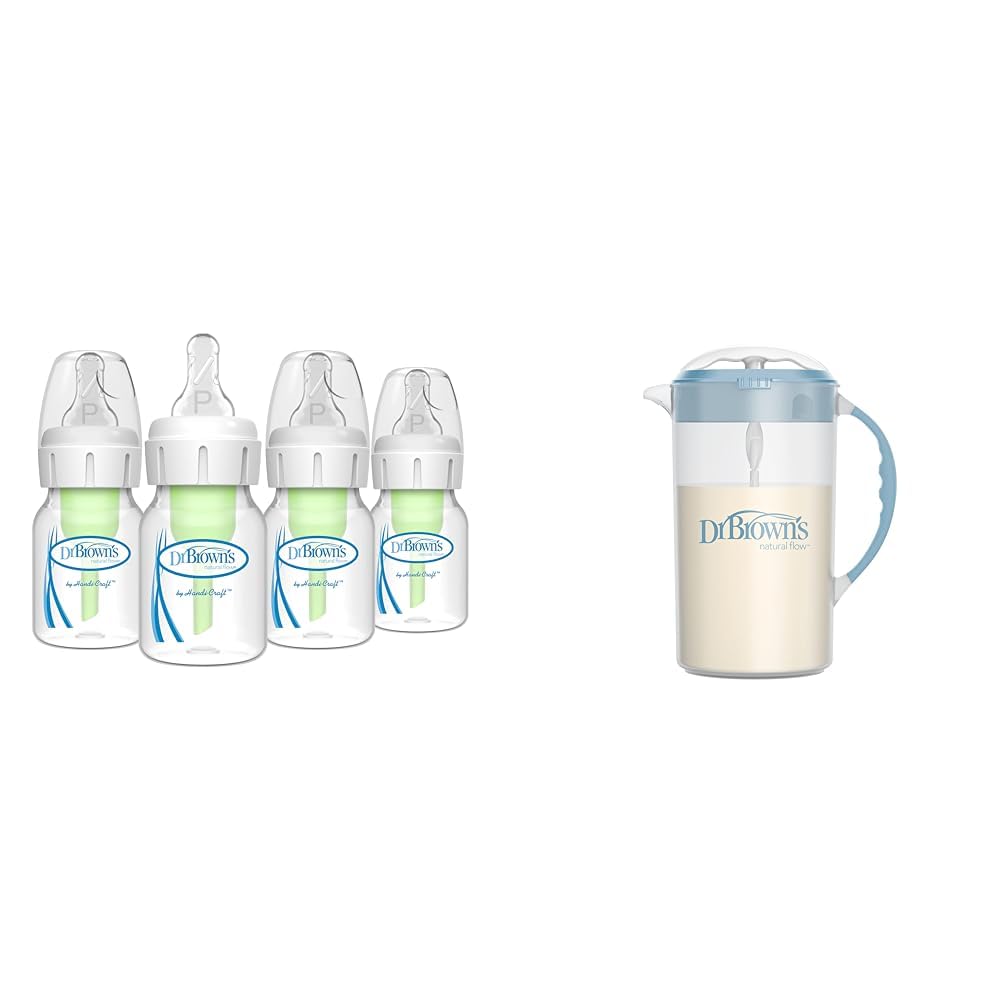 Dr. Brown's Anti-Colic Preemie Baby Bottles, Formula Mixer, 60ml 4 Pack, 36oz Pitcher