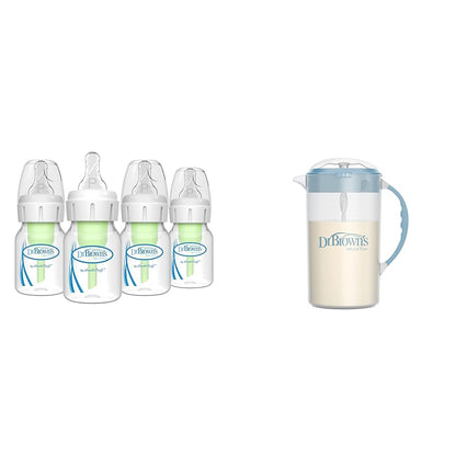 Dr. Brown's Anti-Colic Preemie Baby Bottles, Formula Mixer, 60ml 4 Pack, 36oz Pitcher
